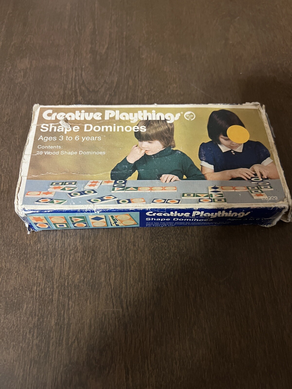 Creative Playthings Shape Dominoes Set Wood Tile Matching Game In Box E0329 VTG