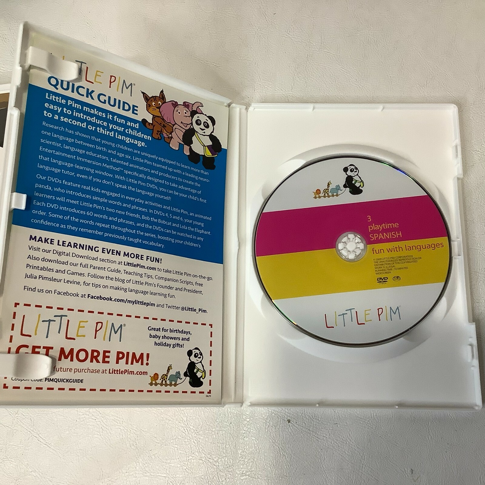 Little PIM Panda Spanish Set DVDs Word Cards Baby Toddler PBS Plush MISSING 1