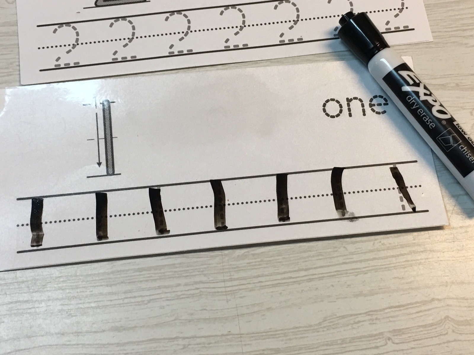 Numbers 1-20 Directional lines -laminated dry erase cards. Preschool Tracing.