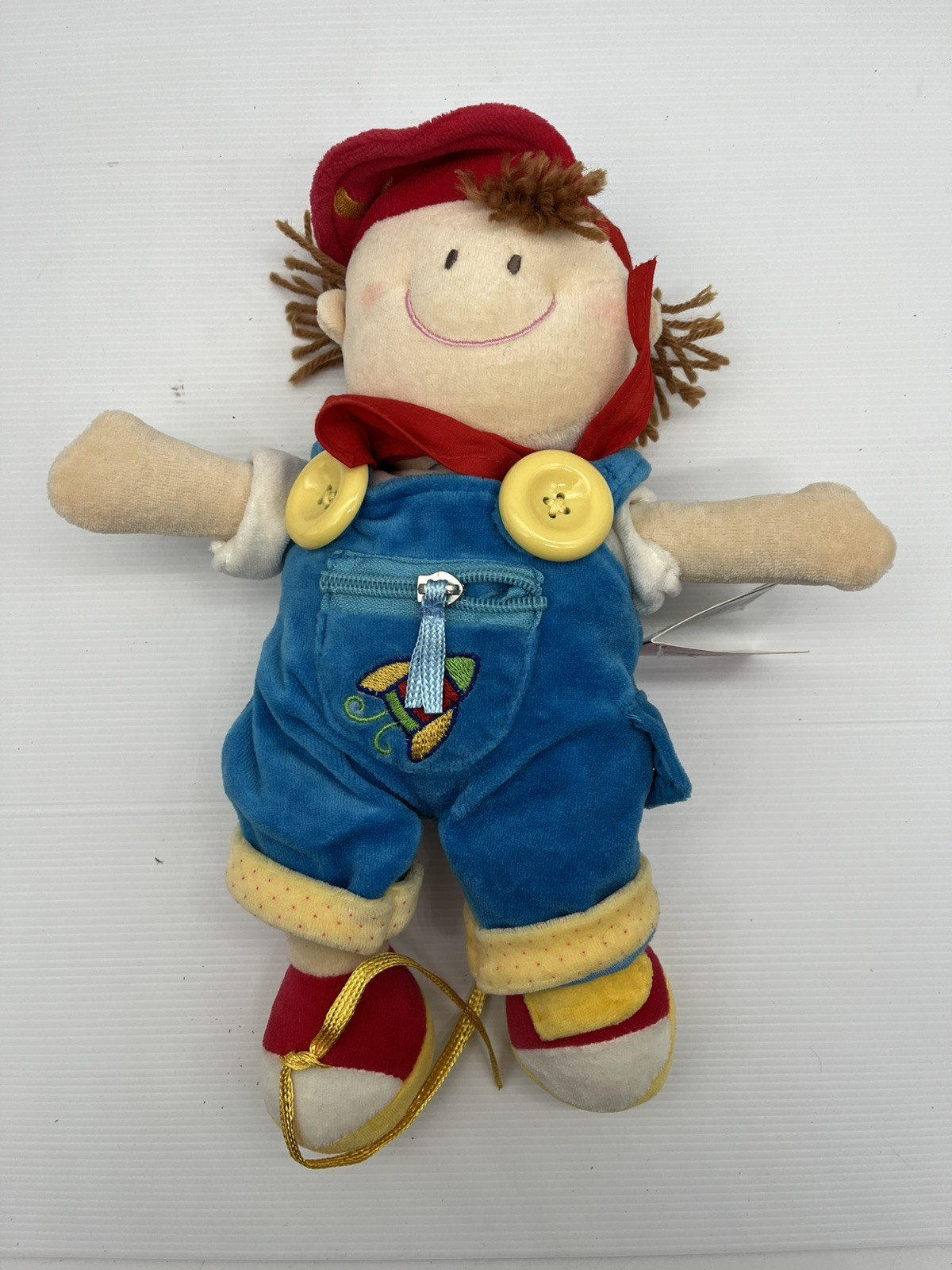 Russ Berrie ZIPPETY Teach Me to Dress Boy 12″ Plush Zippers Shoelaces Buttons