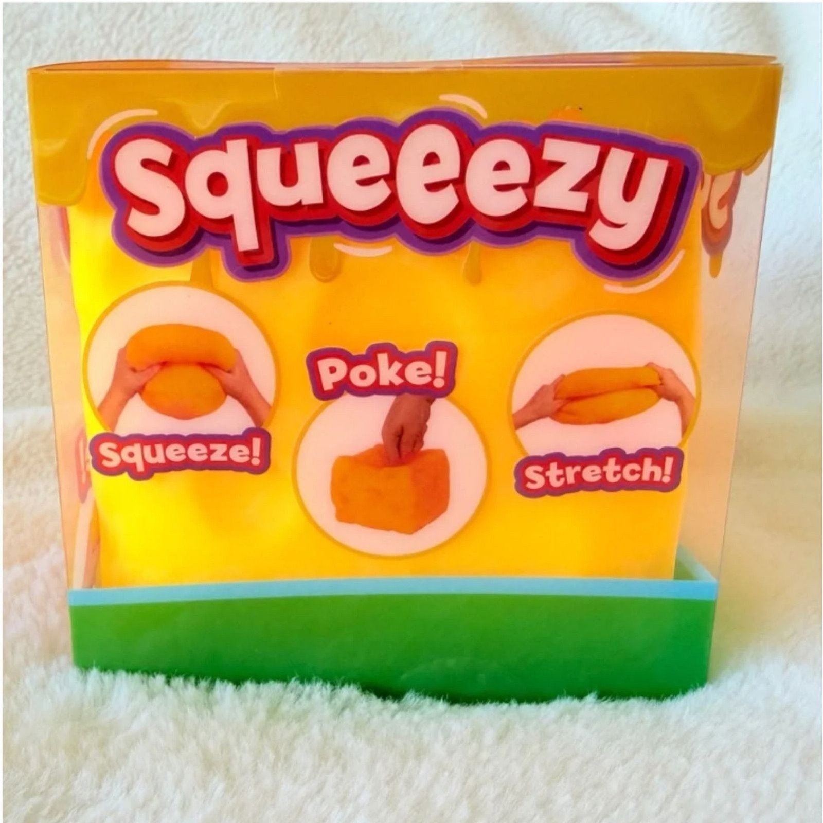 Sunny Days Squeezy Cheese Block Bright Yellow Jumbo Squishy Stress Ball Poke
