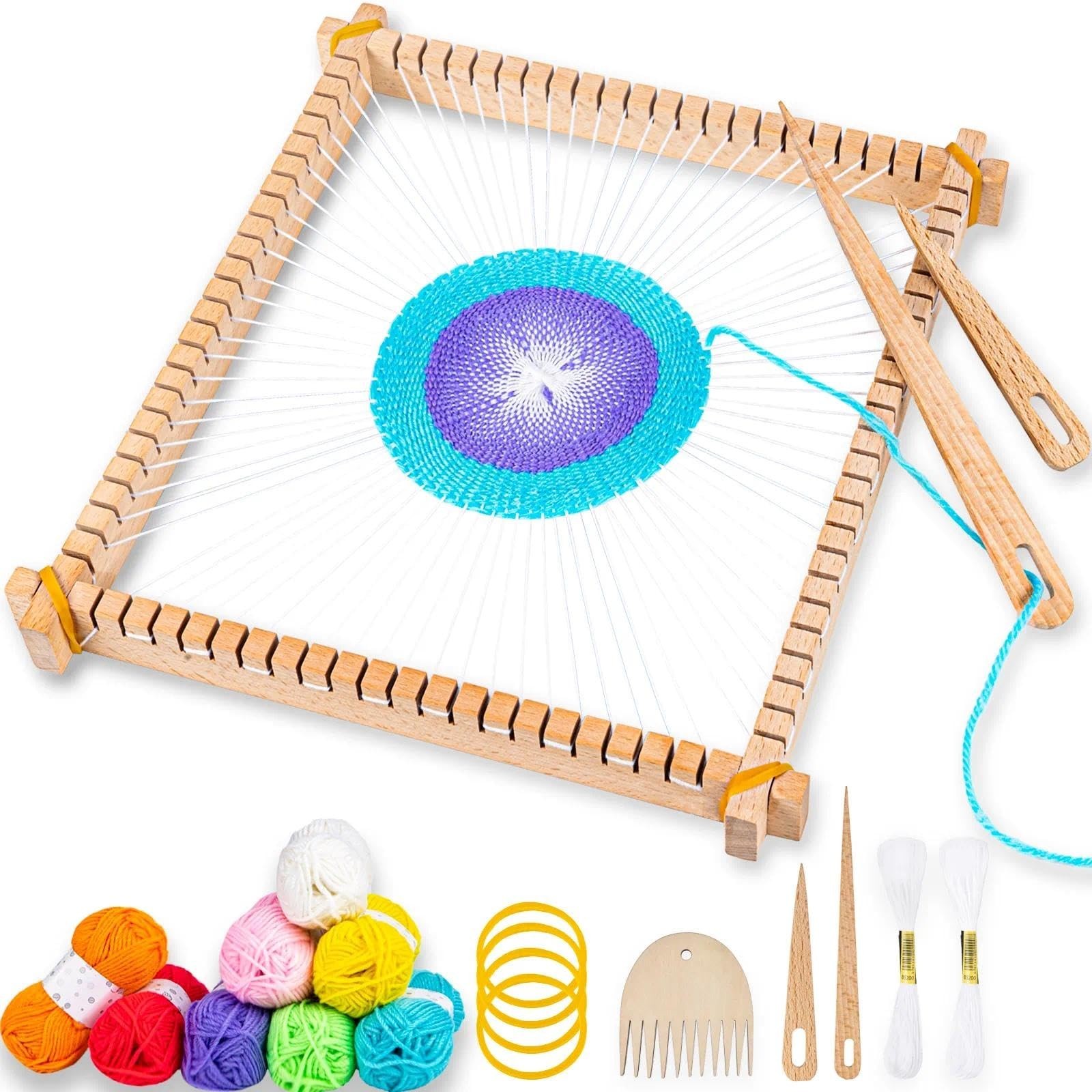 Lemonfilter Weaving Loom for Kids, 10 x 11in Large Wooden Kids Weaving Loom K…
