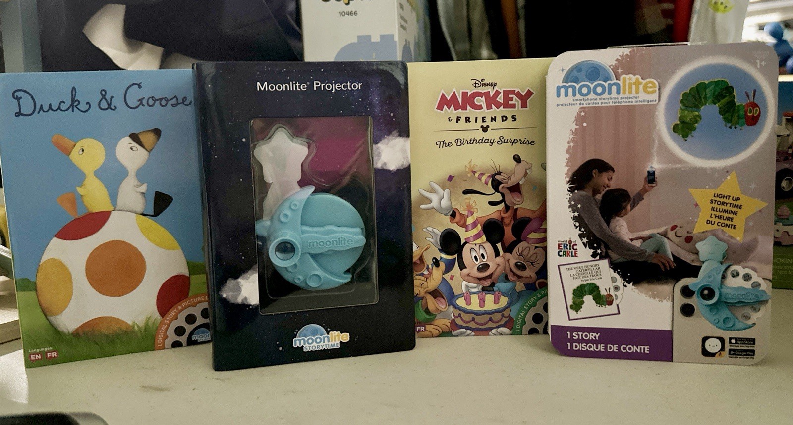 Moonlite Projector with Mickey Mouse, Duck & Goose, Hungry Caterpillar Reels