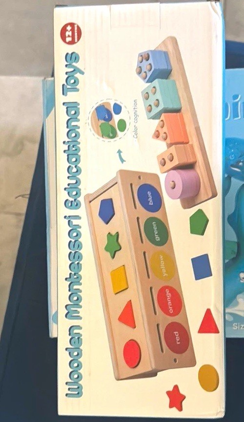Wooden Montessori Color & Shape Sorter Board Matching Block Set, Multicolor 3+