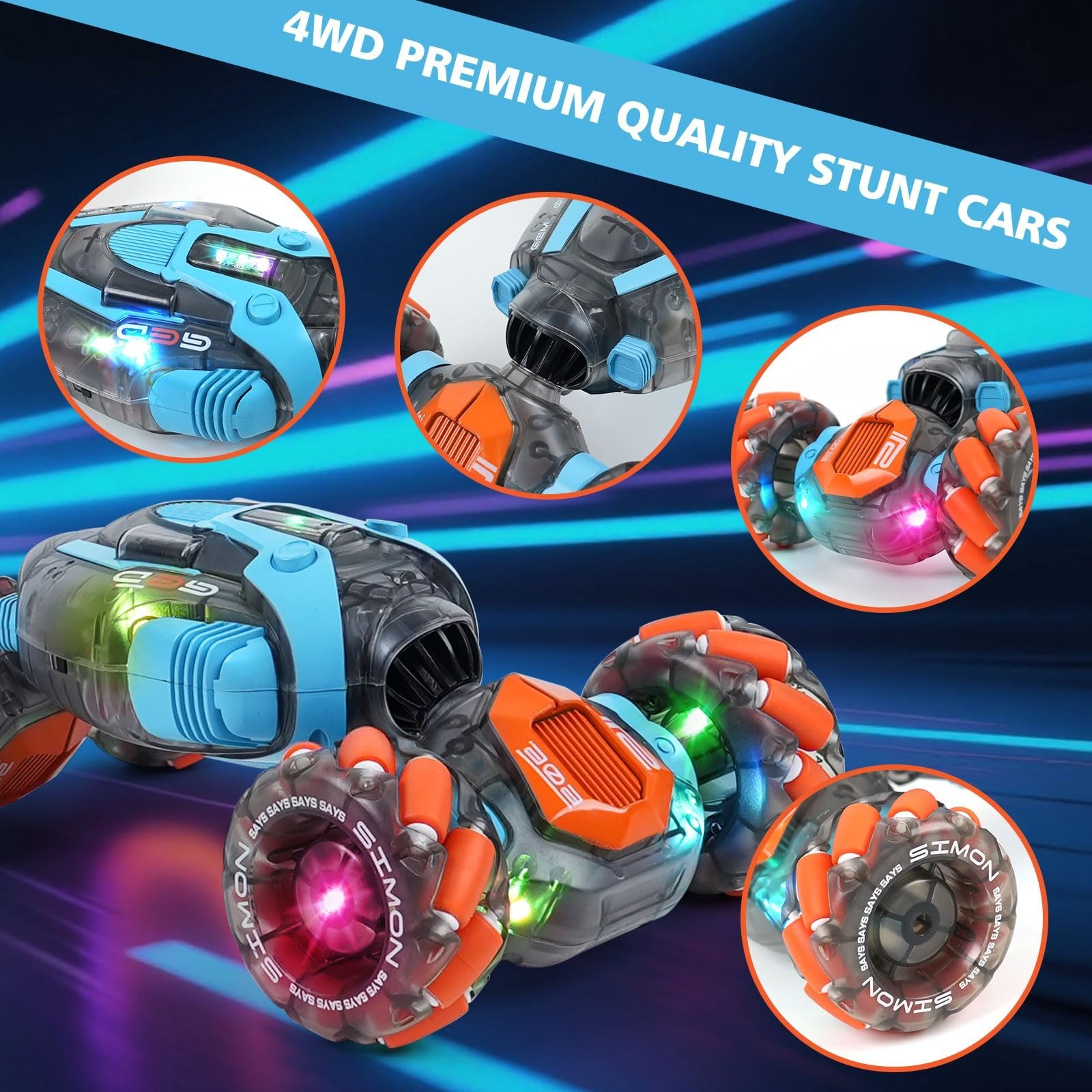 MagicKidz Gesture Sensing RC Stunt Car for Kids – Birthday Gifts for Boys 5 6…