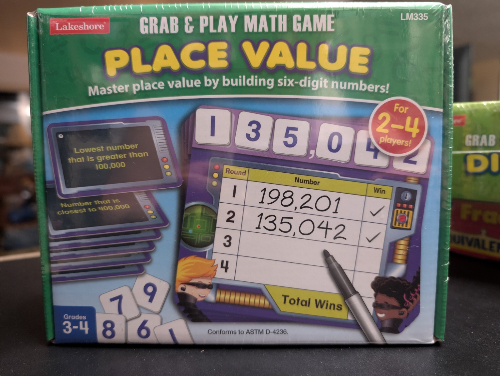 Lakeshore Math Games Grades 3-4 Fractions, Division, Place Value Sealed Lot of 3