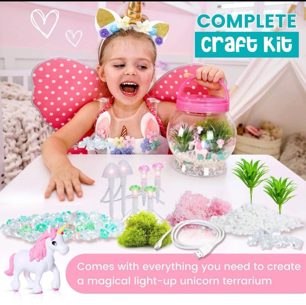 Amitie Lane DIY Light Up Unicorn Kit Childrens Kids Activity Craft