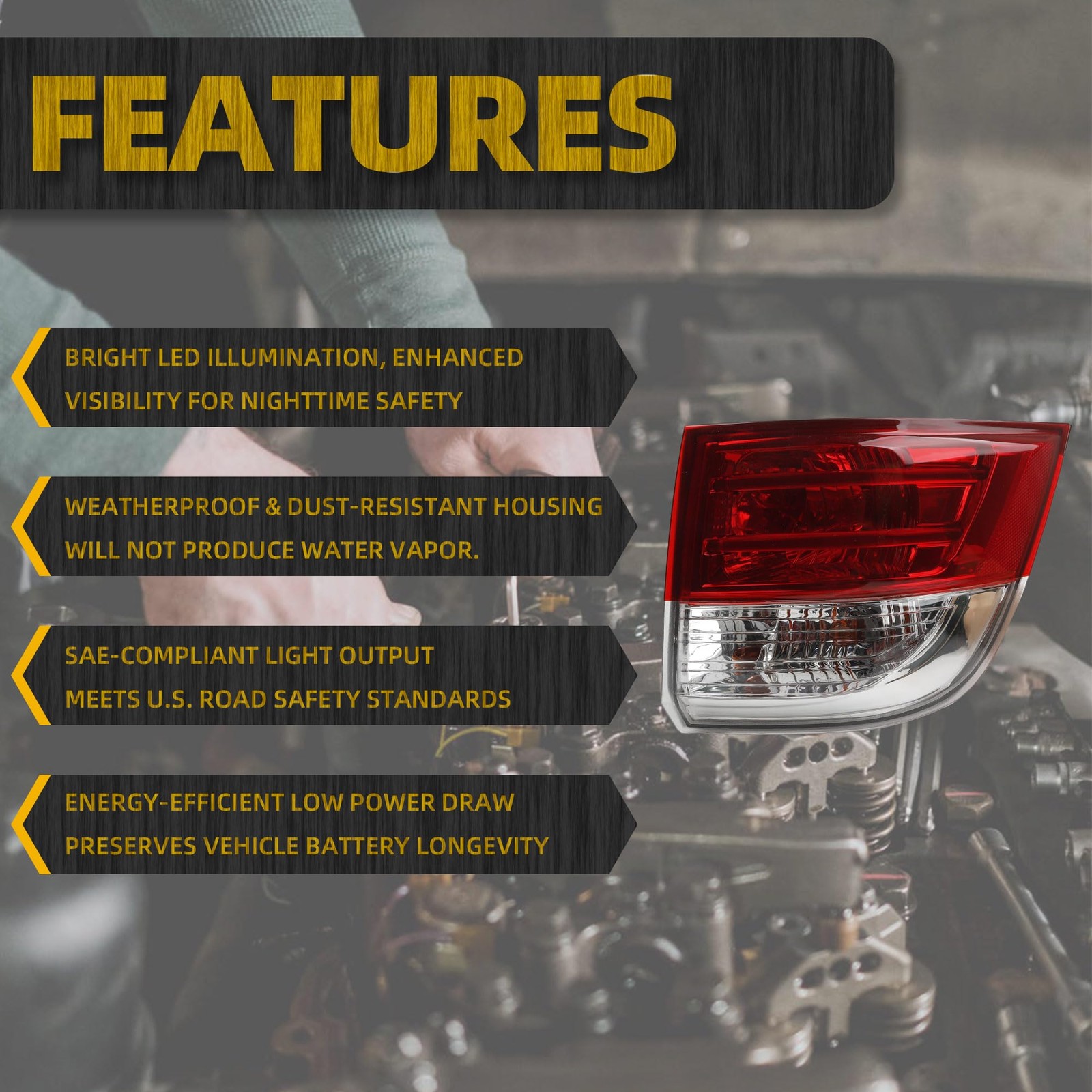 Dasbecan Right Tail Light Assembly Compatible with Passenger Side
