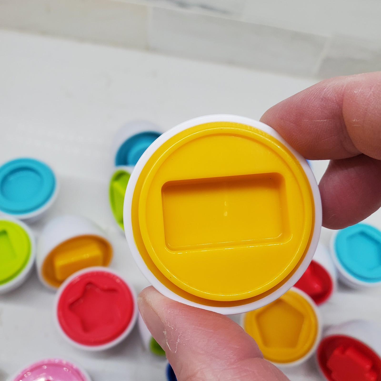 Matching Shapes Game 12 Plastic Eggs – Shapes & Color Sorter Educational Play