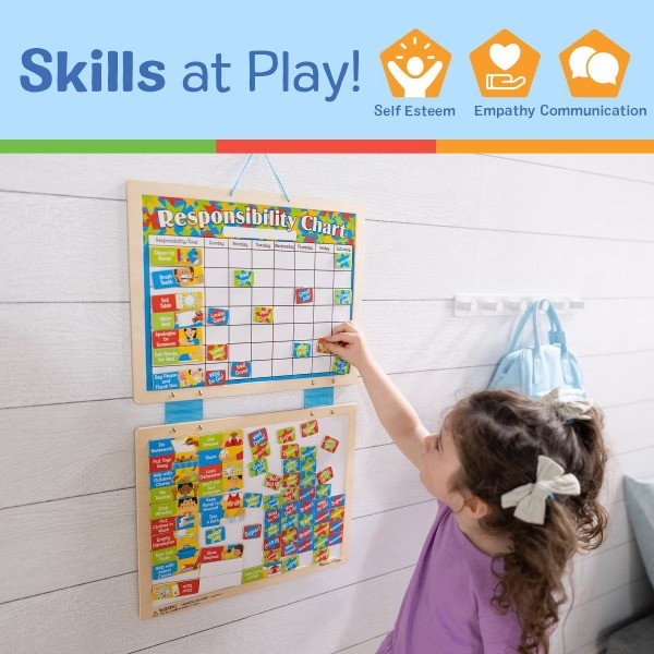Doug Magnetic Wooden Responsibility Chart: Plywood Teaching Props for Language