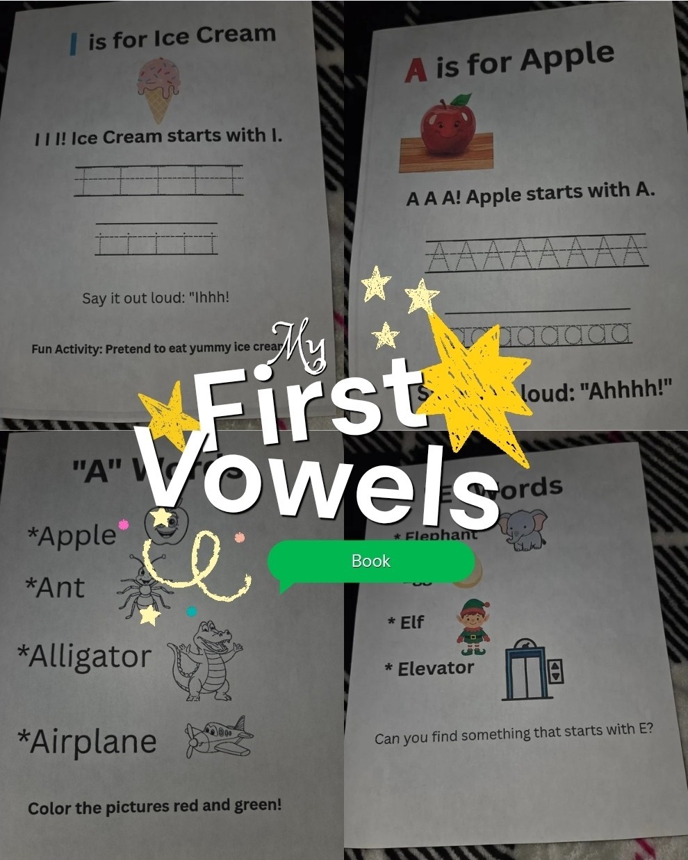 DIGITAL CONTENT- My First Vowels Worksheets Digital Printable Pages for Kids,