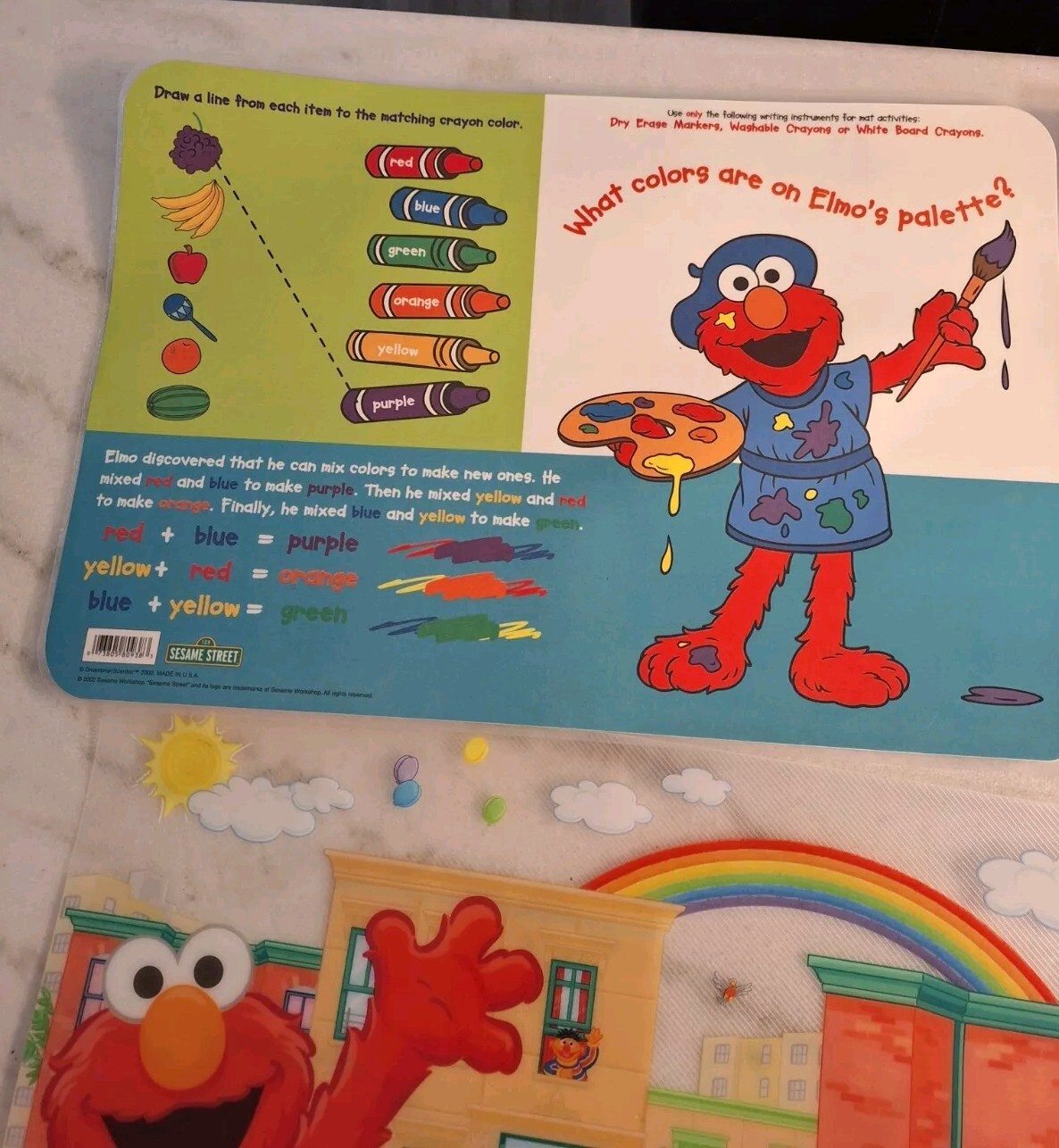 Sesame Street Colors 2002 Activity Mat Preschool Homeschool Lot Of 4 2009
