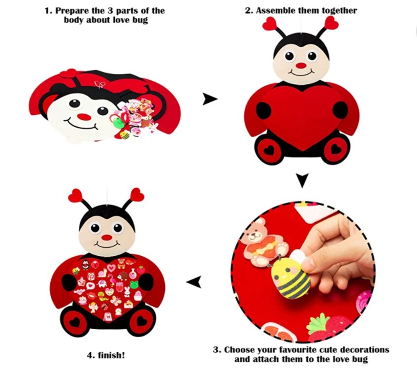 Love Bug Heart Felt Board for Classroom DIY Felt Board with 30 Detachable