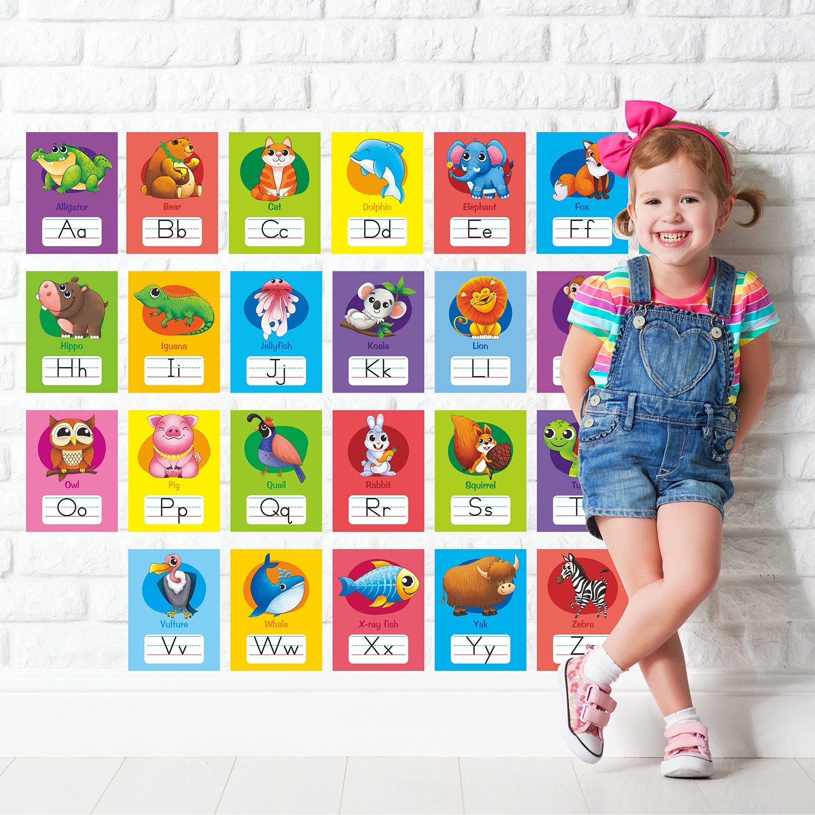 64 PCS Educational Cards, Laminated Water/Tear Proof Preschool Learning Poste…
