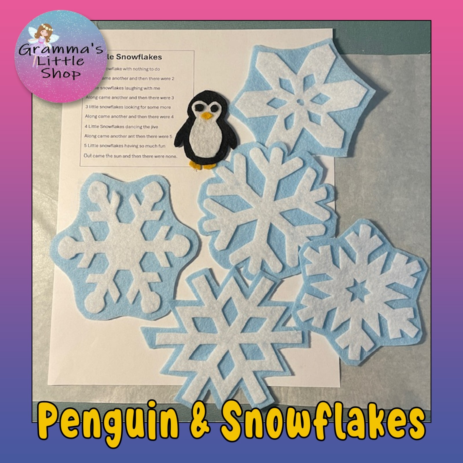 Penguin and Snowflakes Hide and Seek Felt Game for Winter Fun