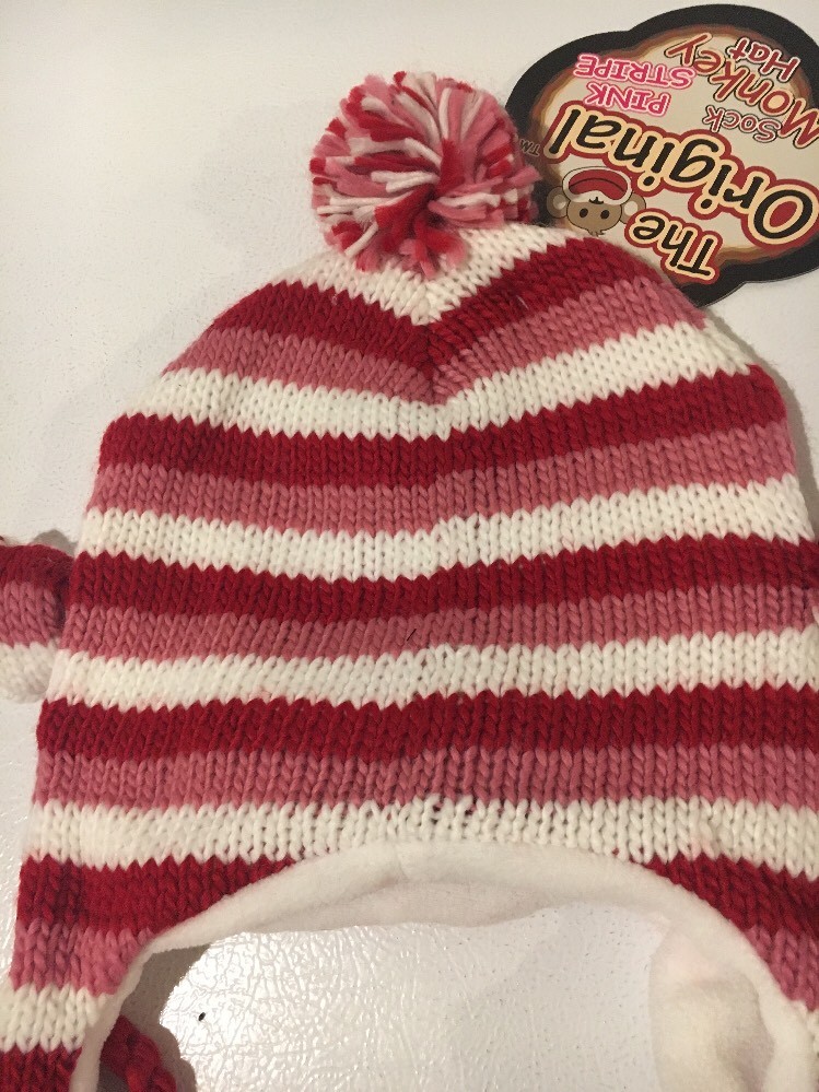 SOCK MONKEY Winter Hat/Cap ~Ear Flaps~Ladies/Girl’s/Women’s~One Size~Red/Pink