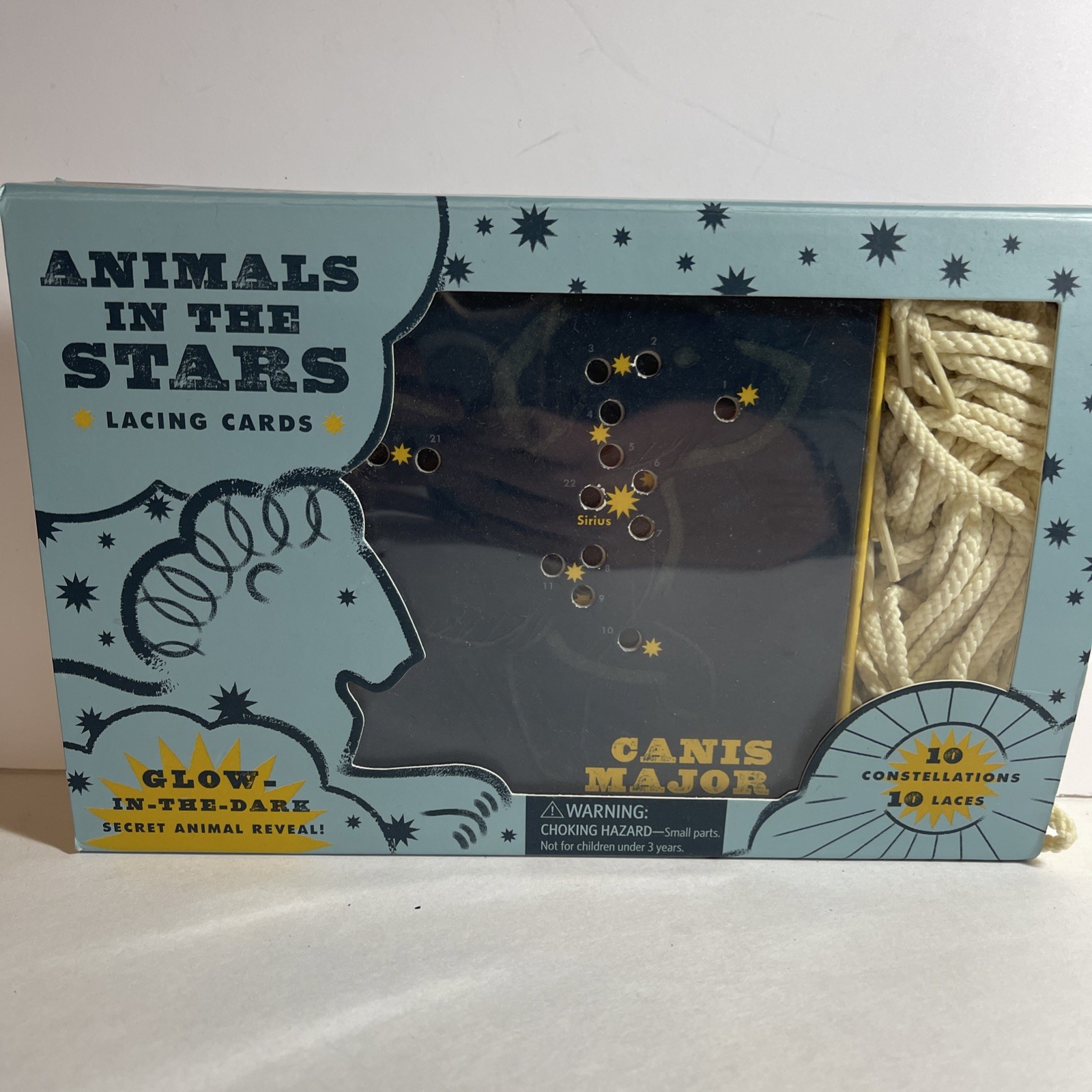 ANIMALS IN THE STARS LACING CARDS Glow in the Dark Chronicle Books 10 Cards Lace