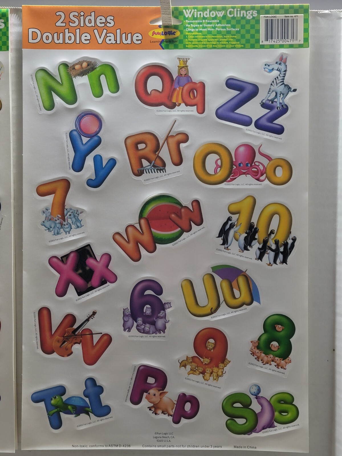 6 FULL SETS OF ALPHABET WINDOW CLINGS + NUMBERS 0-9 EDUCATIONAL HOME SCHOOL NEW