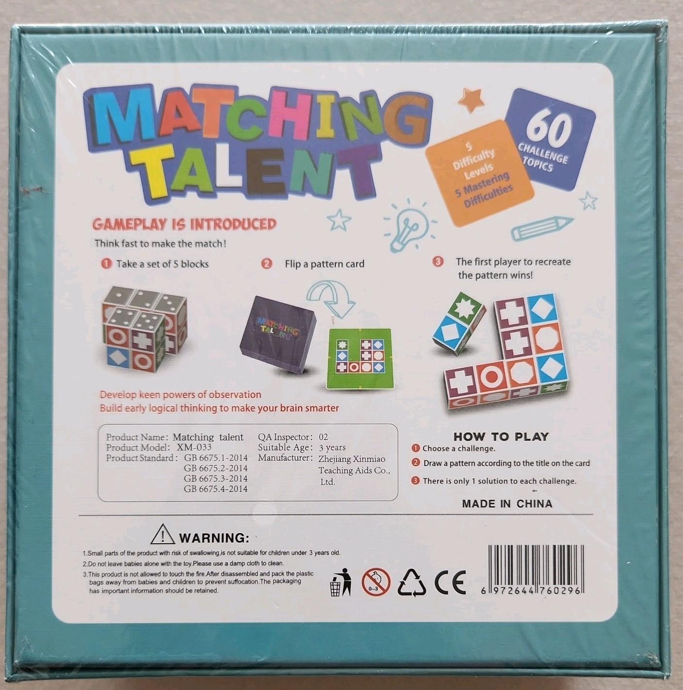Matching Talent Preschool Puzzle Game Educational Toy 3+ NEW & SEALED!