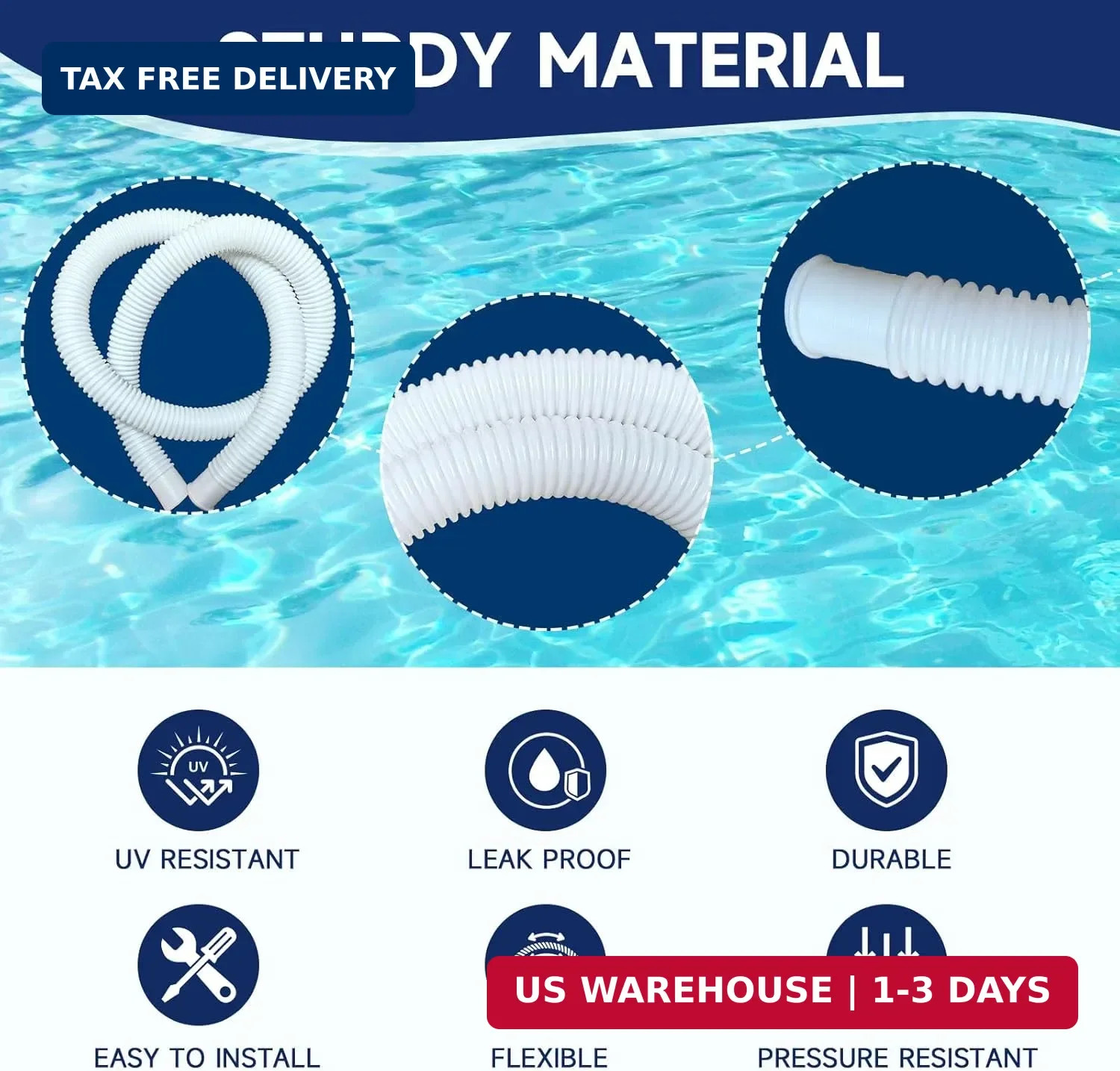 Pool Hoses for Above Ground Pools, 4 Pack 1.25 x 59 Inch Pool Filter Pump Hoses,