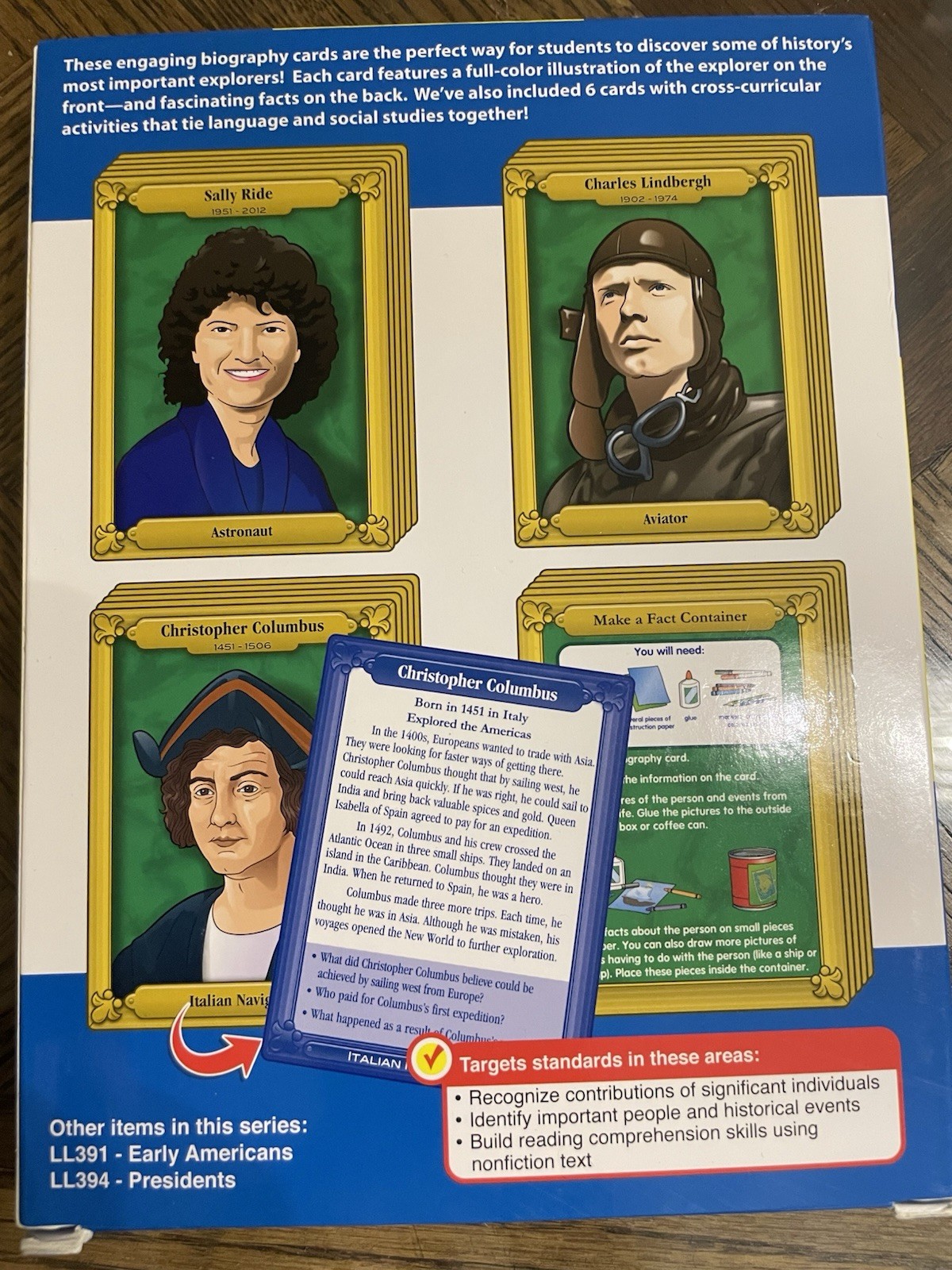 Lakeshore Biography Comprehension Cards Explorers Ages 7+ 50 Cards LL392