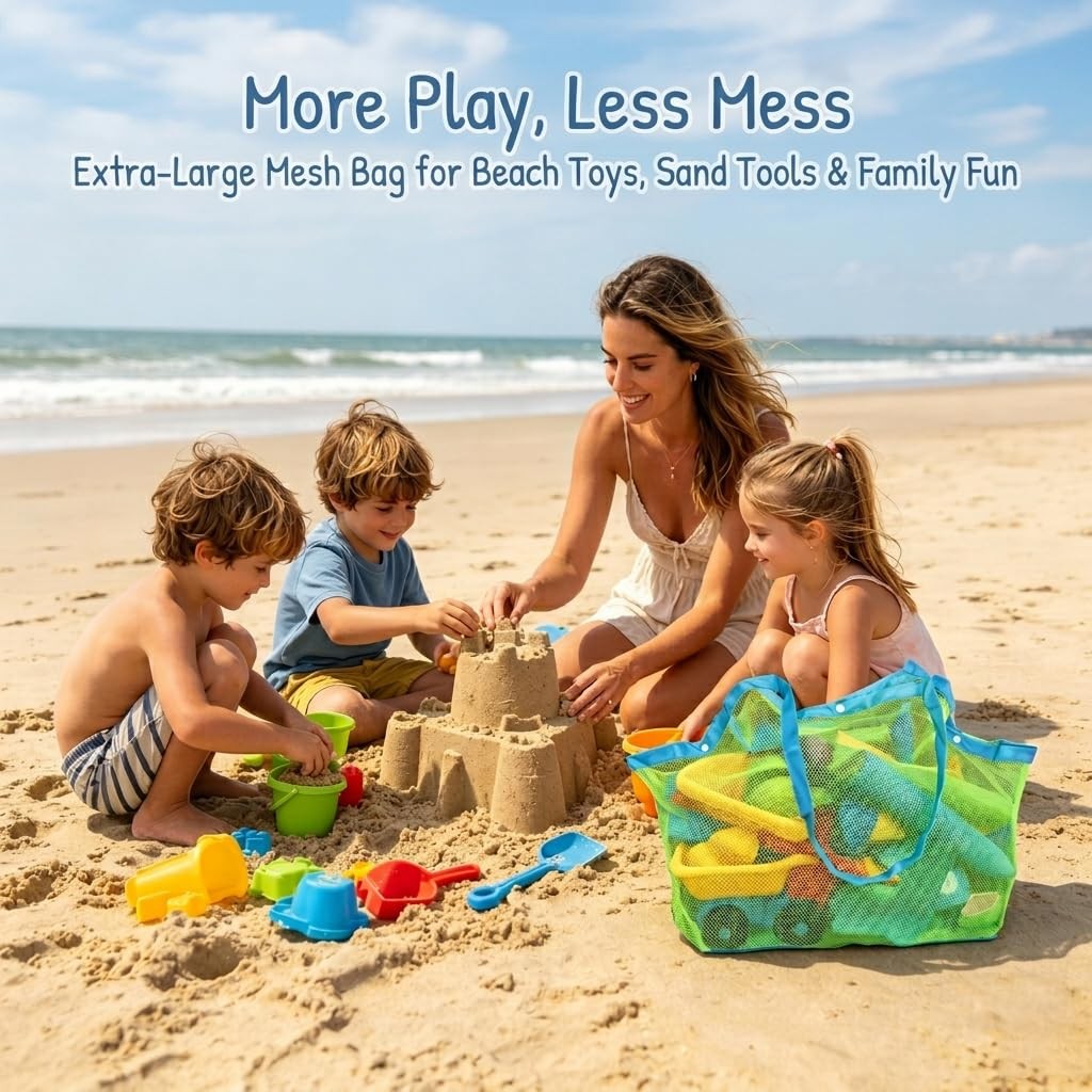 SupMLC Mesh Extra Large Beach Bags and Totes – Holds Toys, X-Large, Green