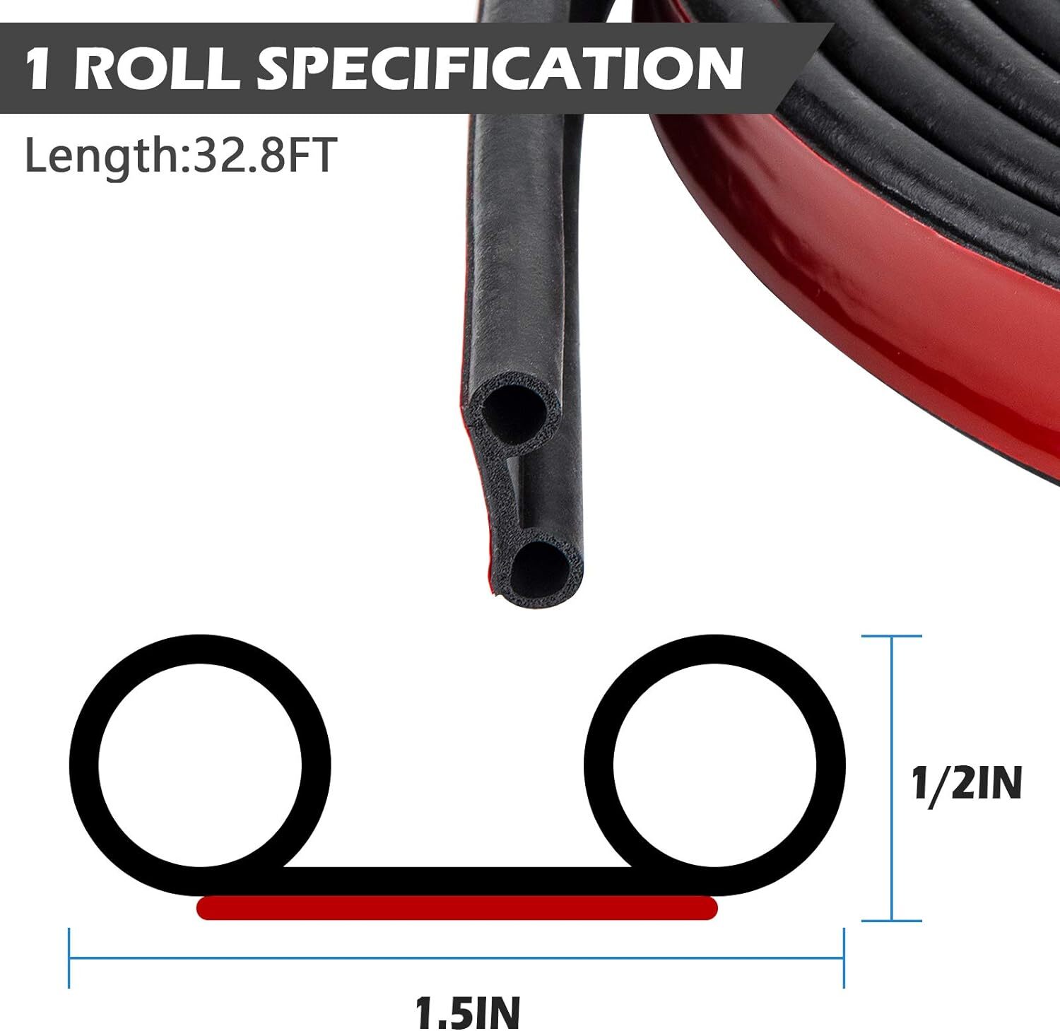 MYFAMIREA 32.8Ft Adhesive Tailgate Seal EPDM Rubber Universal Car Seal Strip for