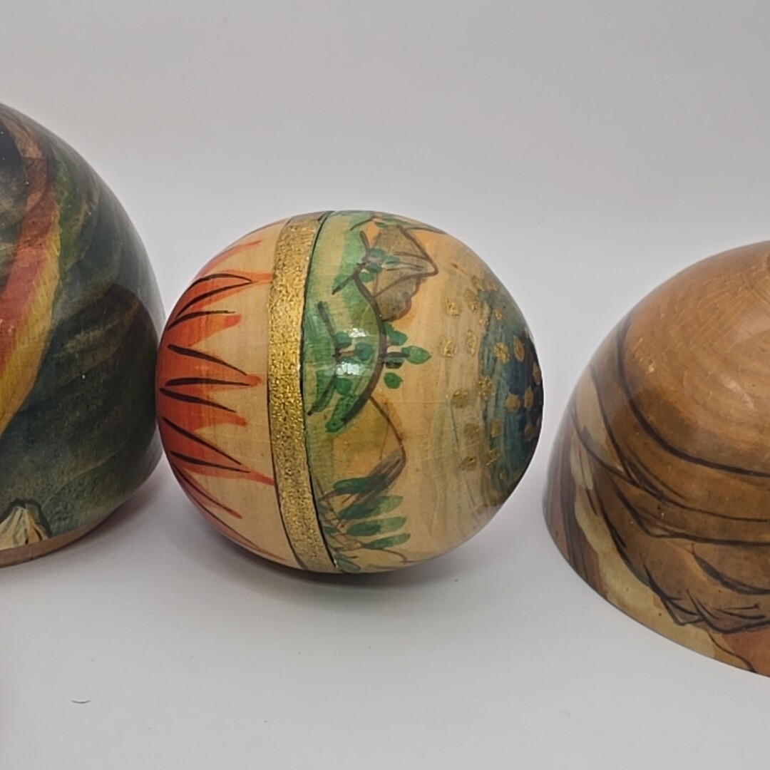 Nesting Globe Ball Sphere Earth Volcano Water Sky Birds Man Woman Creation 3″