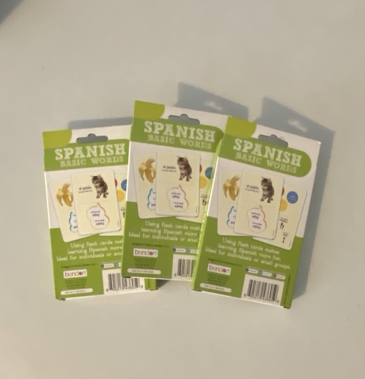 Spanish Basic Words Flash Cards. 3 Boxes Included 36 Cards In Each. New!