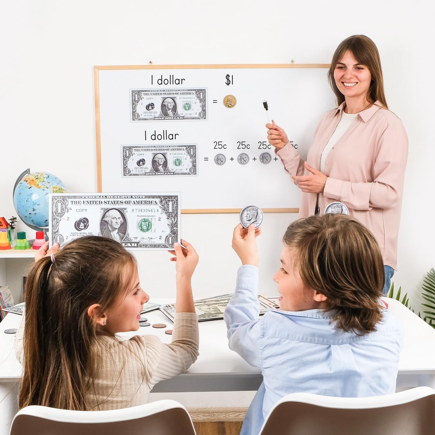 Jumbo Magnetic Play Money Set 57 PCS Educational Toy for Kids Classroom Learning