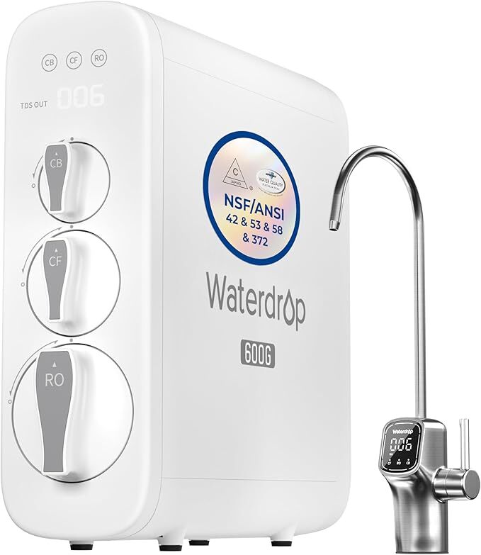 Waterdrop G3P600 Reverse Osmosis System, 8 Stage Tankless Reverse Osmosis Water