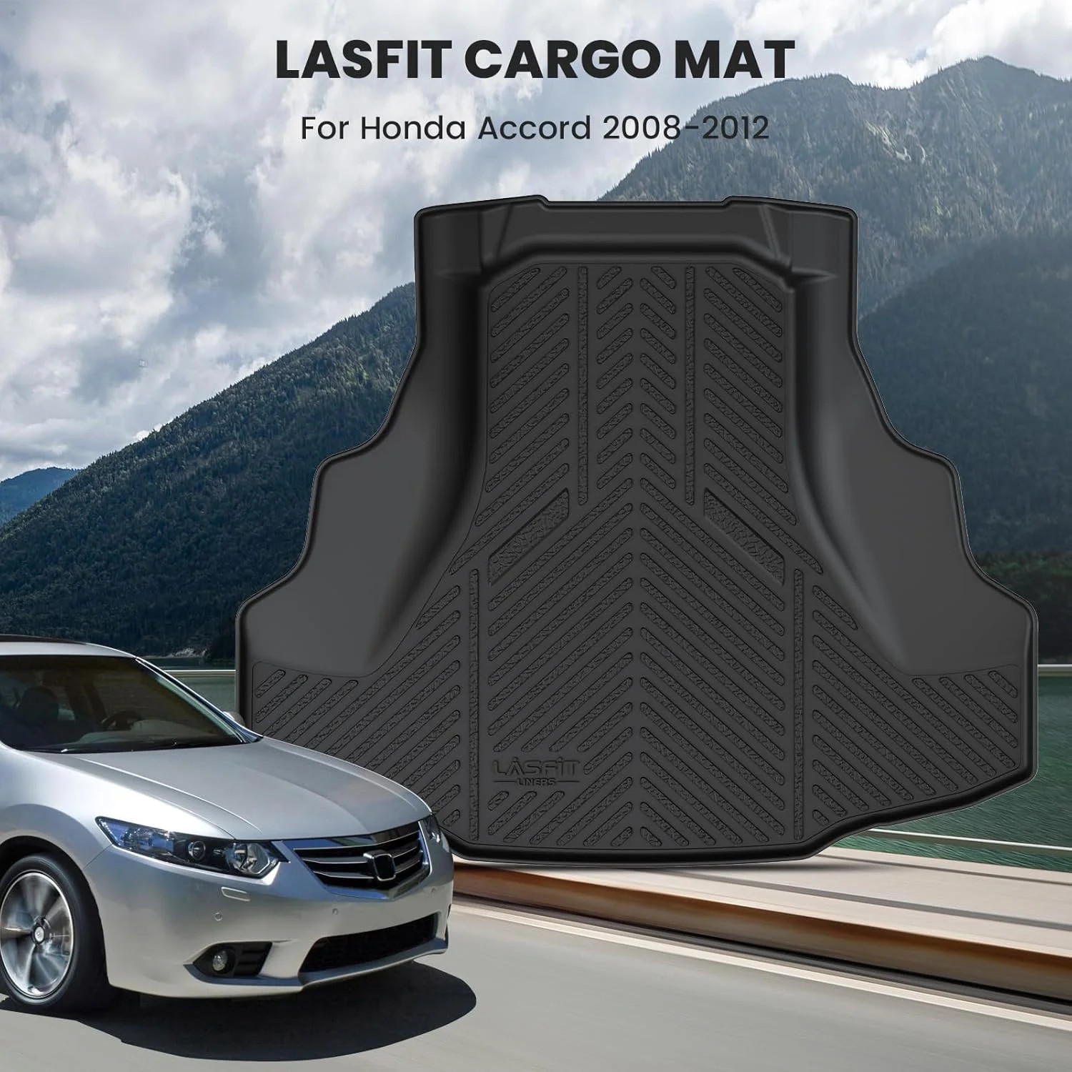 LASFIT Trunk Mat for Honda Accord 2012 2011 2010 2009 2008, All Weather TPE Cust