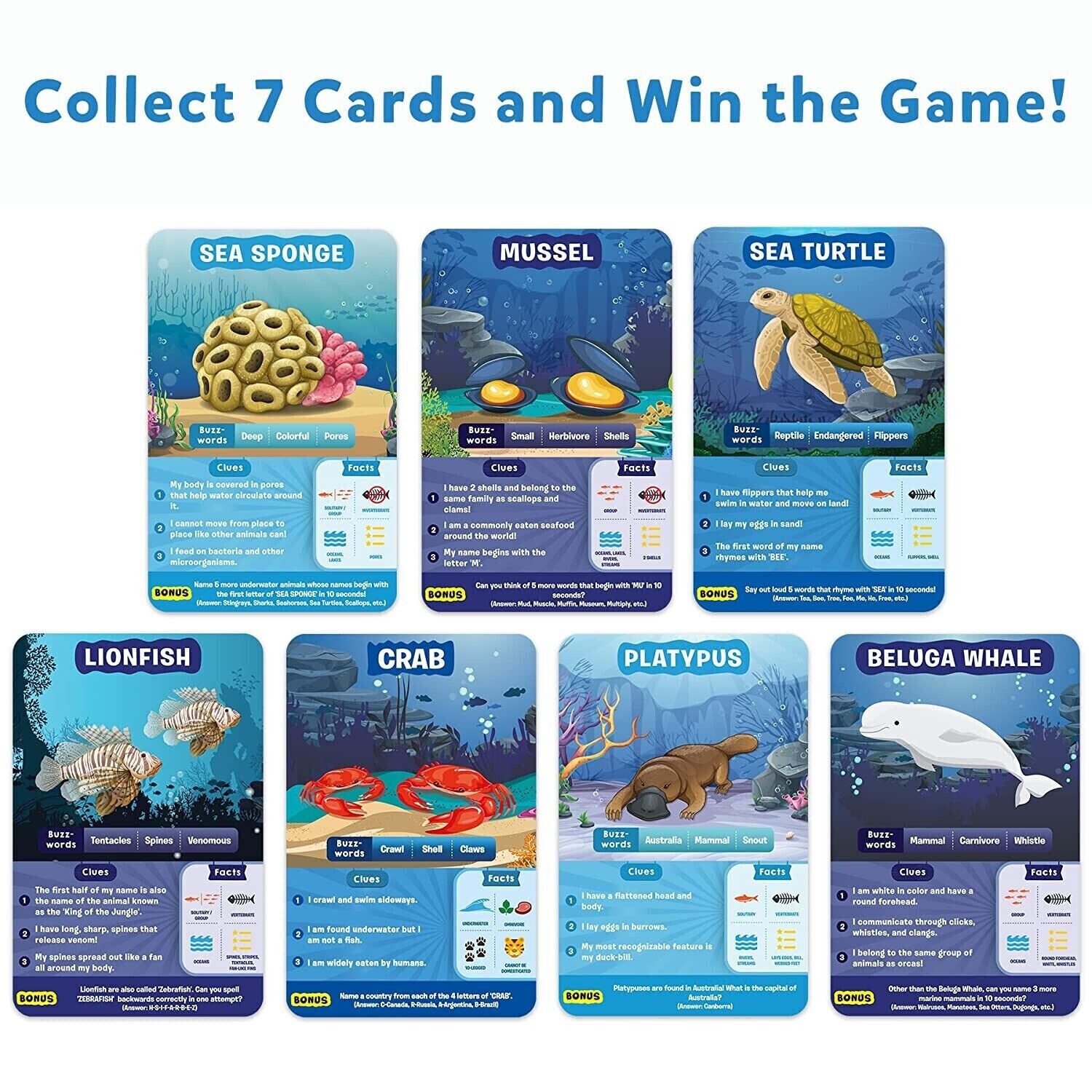 Skillmatics Card Game : Guess in 10 Underwater Animals | Gifts for Ages 8+ Years