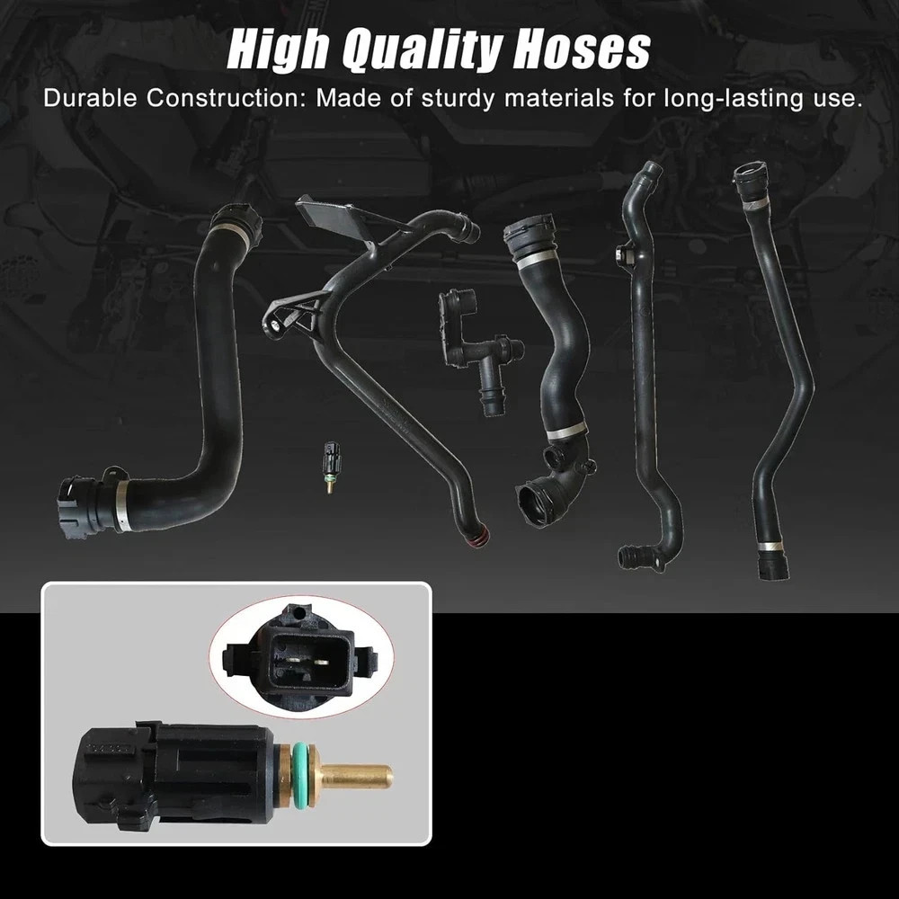 7Pcs Set Expansion Tank Coolant Radiator Hose Kit Compatible with BMW