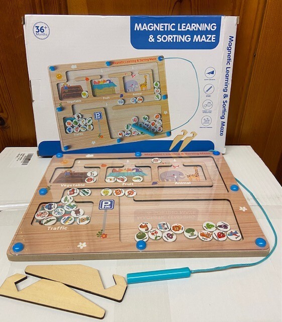 Montessori-Inspired Learning Toy Magnetic Wooden Learning & Sorting Maze