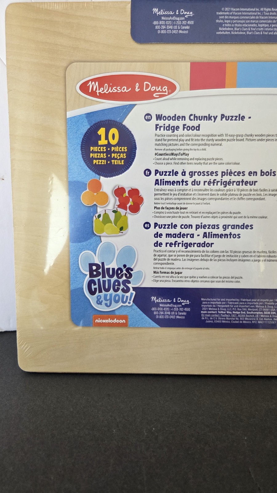 Melissa & Doug Blues Clues Wooden Chunky Puzzle Fridge Food 10 Pc Toddler NEW