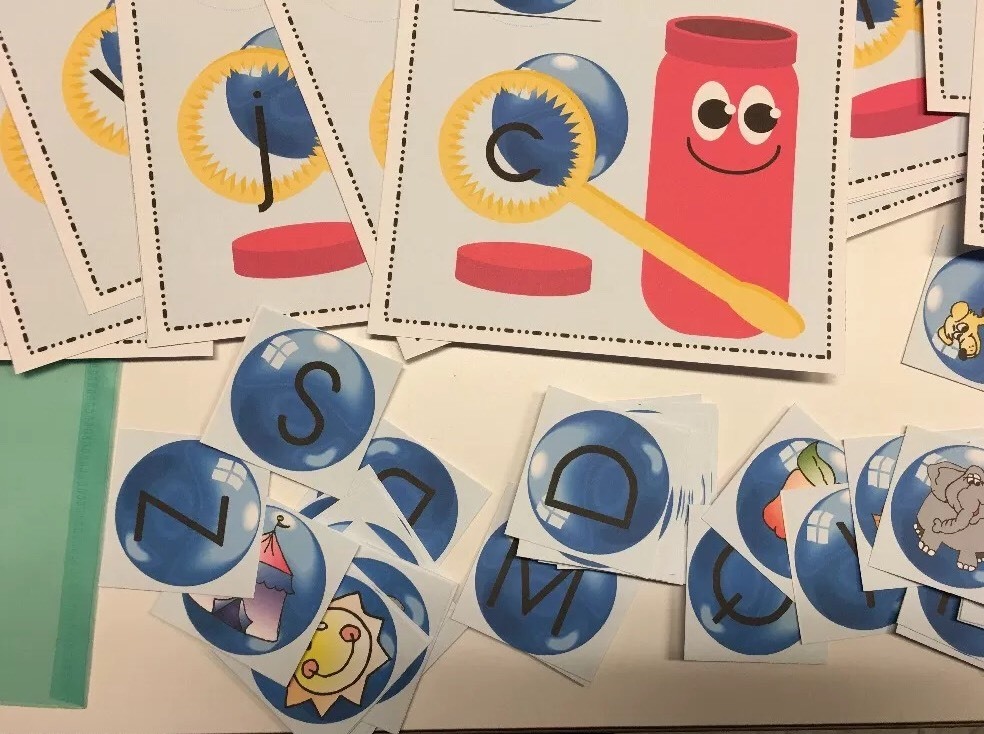Bubble Blow Game Learning Center- Literacy Mats – Laminated Mats Phonics