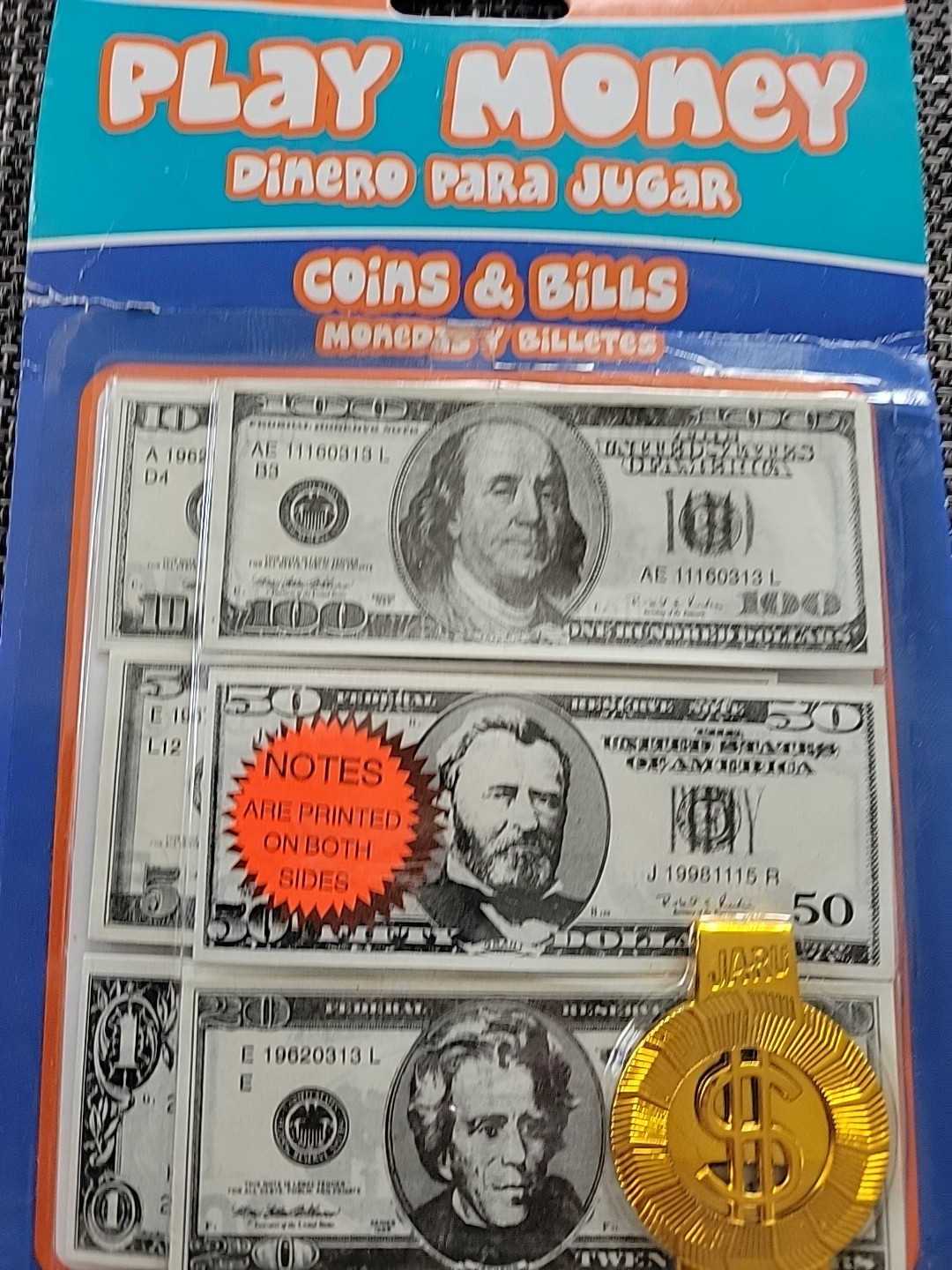 Ja-Ru Play Cash Toy Money – Coins and Bills – with Money Clip NEW!!