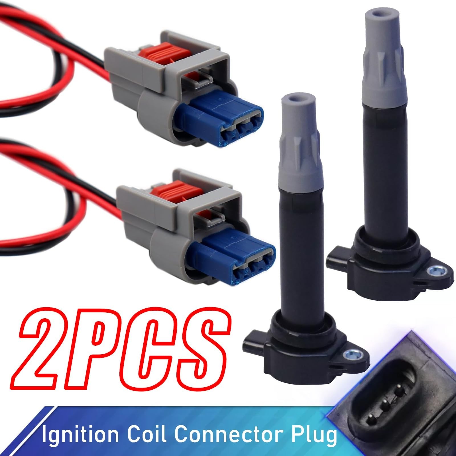 2 Pcs 2 Wires Ignition Coil Connector Wiring Harness Pigtail Plug Fit for Chr…