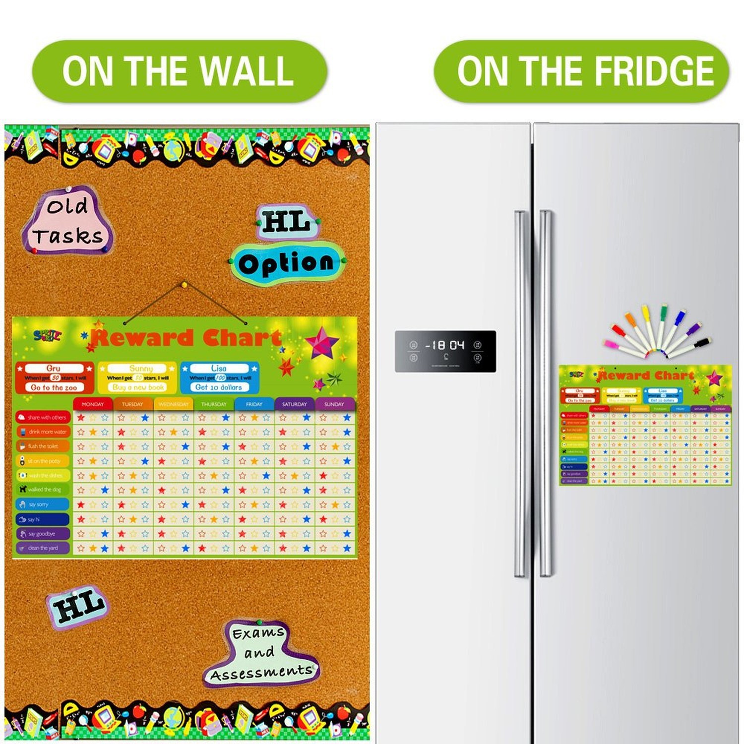 Magnetic Reward Behavior Star Chore Chart for One or Multiple Kids, Includes …