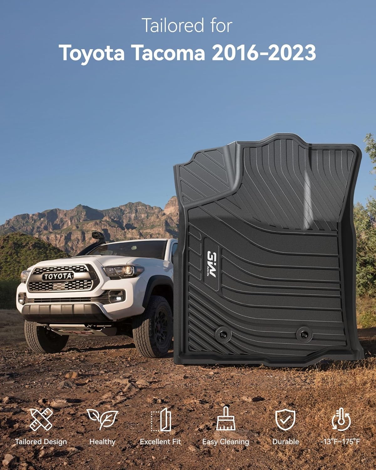 Floor Mats Fit Toyota Tacoma 2016-2023 (Only for 3. Tacoma|16-23|Floor Mats