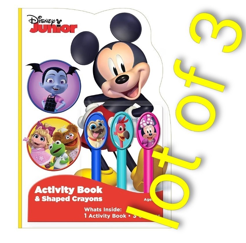 Lot Of 3 DISNEY Jr. ACTIVITY BOOK COLORING BOOK 25 PAGEs With Special Crayons