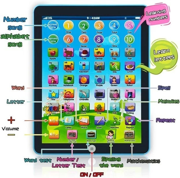 NEW Mini Intelligent Early Childhood Learning Computer Machine Blue Free US Ship