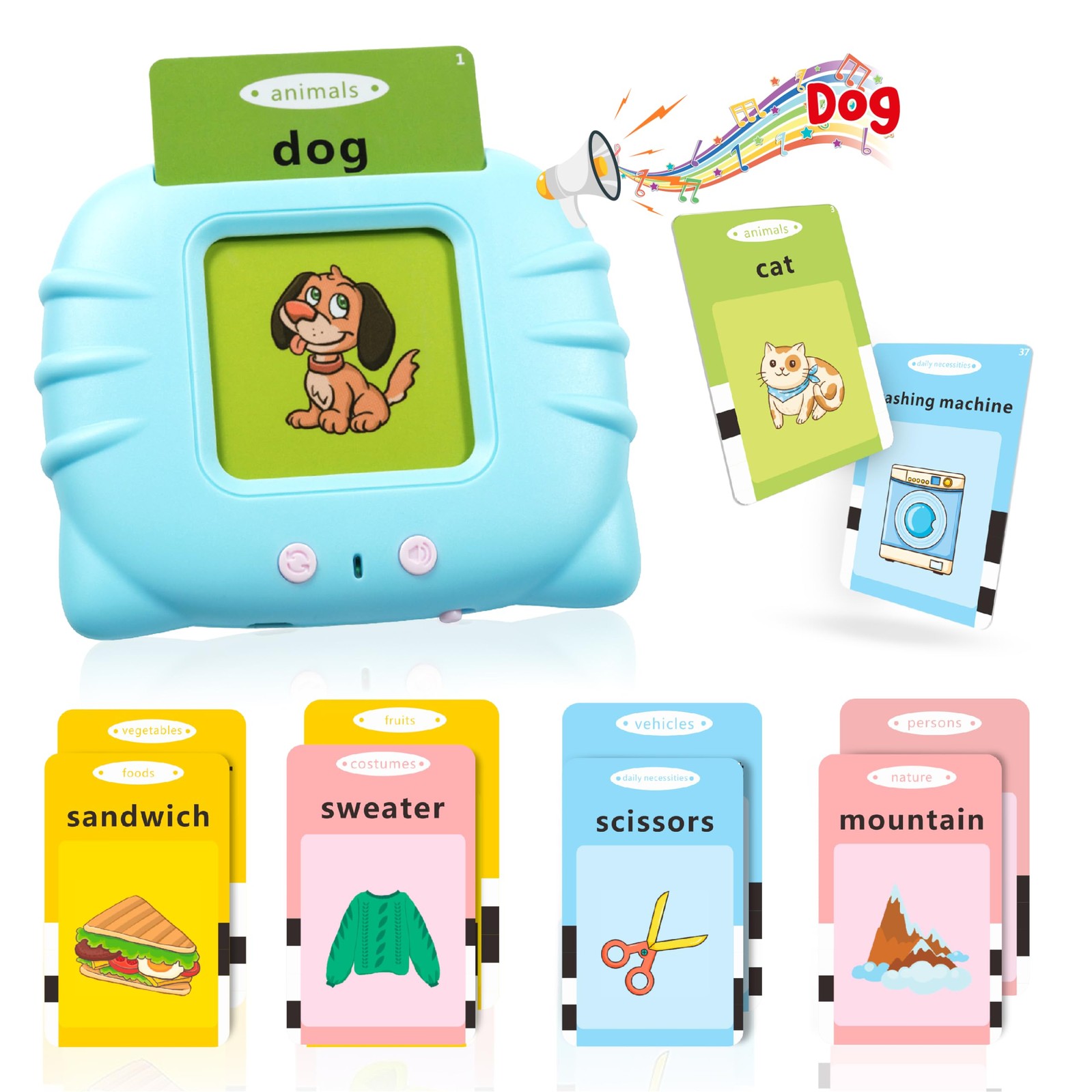 Qutz Toddler Toys Sight Words Talking Flash Cards For Ages 2 3 4 Boys And Girls