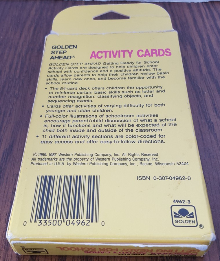 Golden Getting Ready For School Preschool Activity Cards 1989 Western Publishing