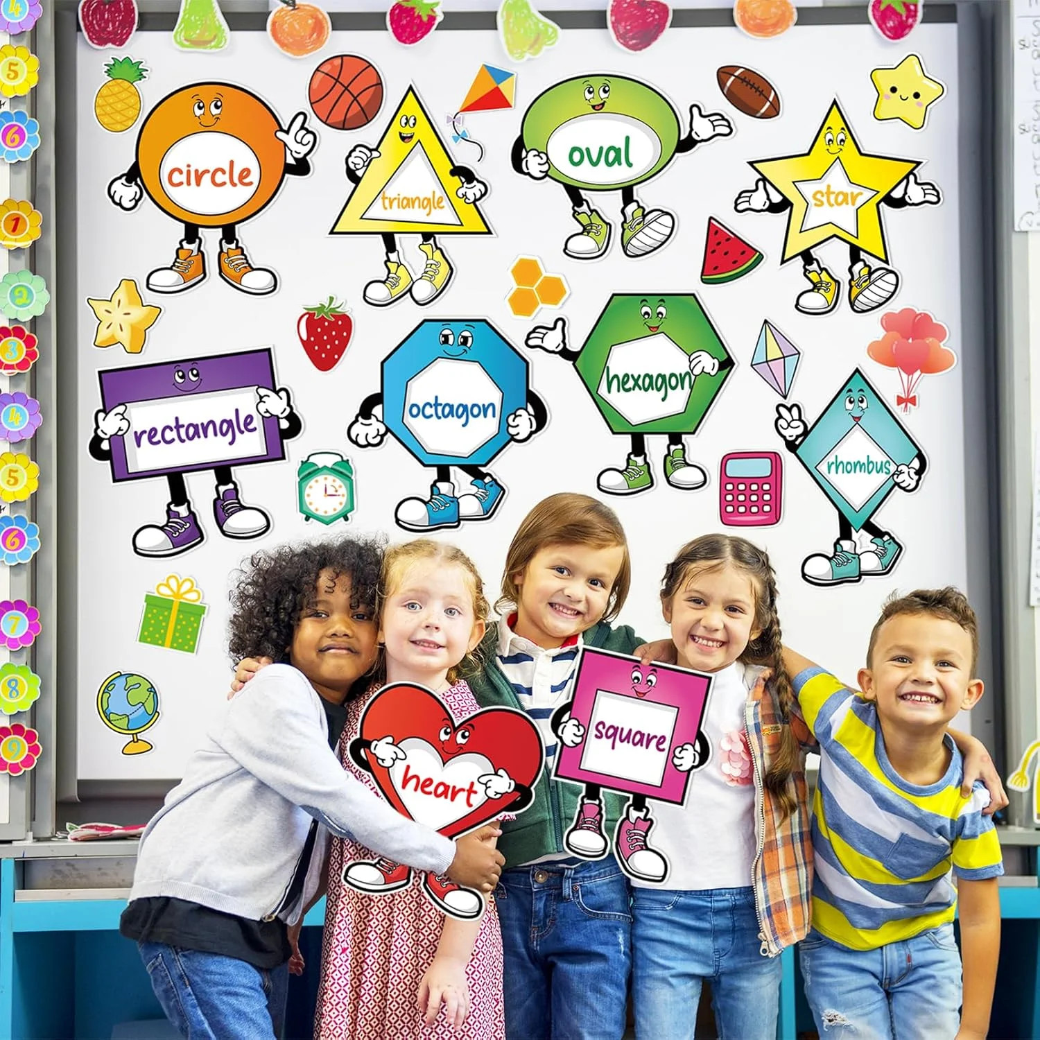 30 Pieces Shapes for Classroom Wall, Shapes Bulletin Board Set, Classroom Decor