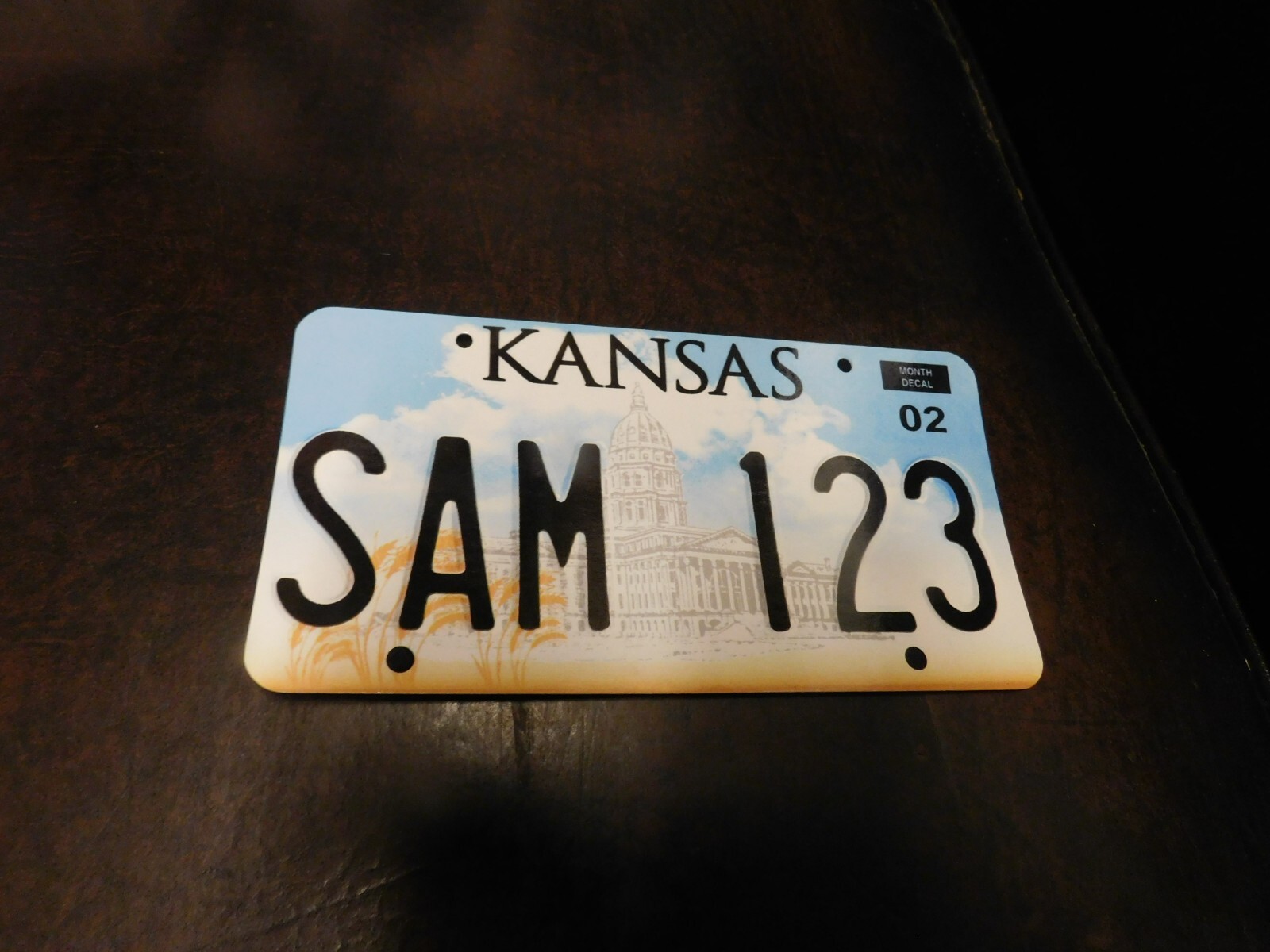 Flash Card Miniature Glossy Paper License Plate 2001 Series Sample Kansas