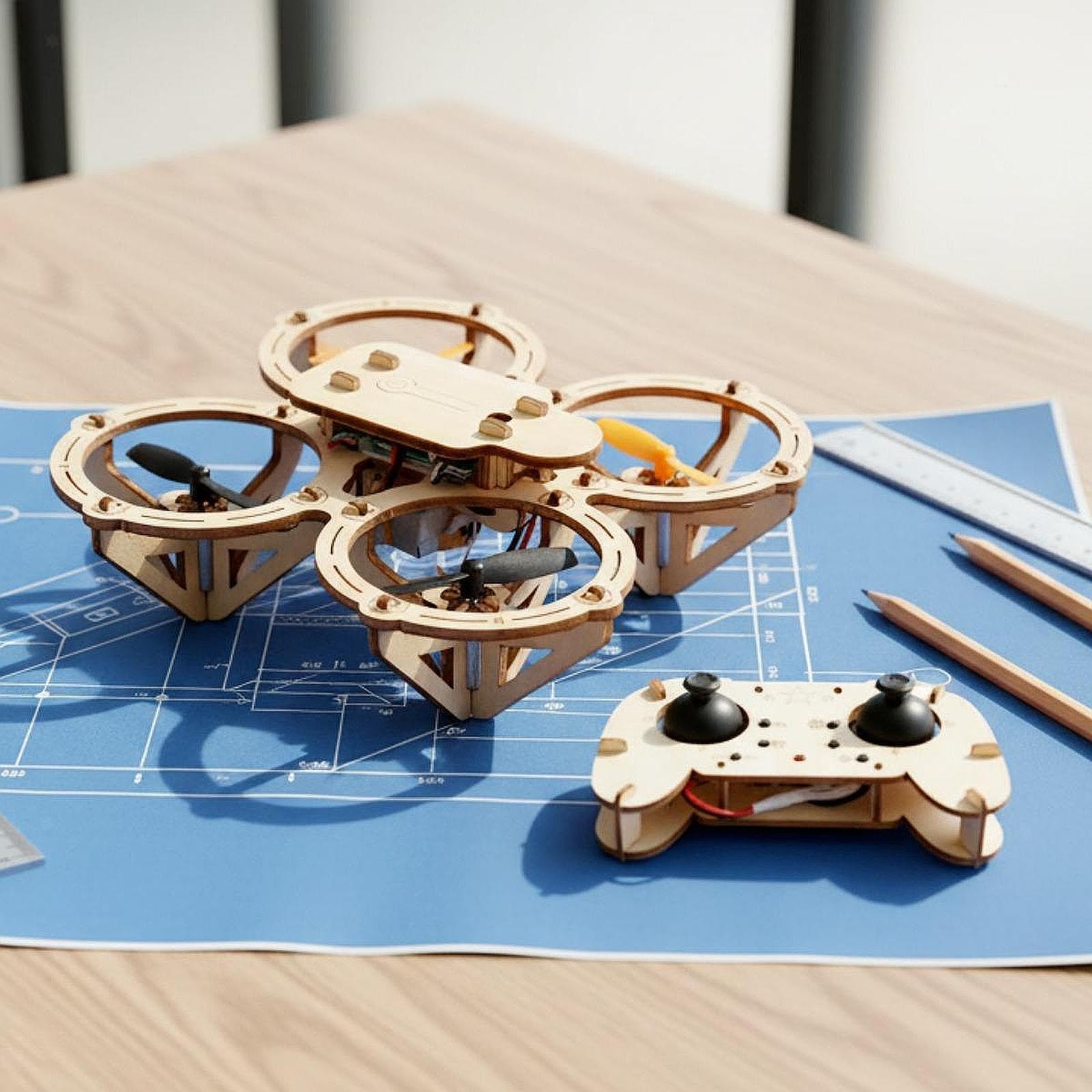 DIY Wooden RC Quadcopter Craft Kit Multifunctional Educational Assembly Toy