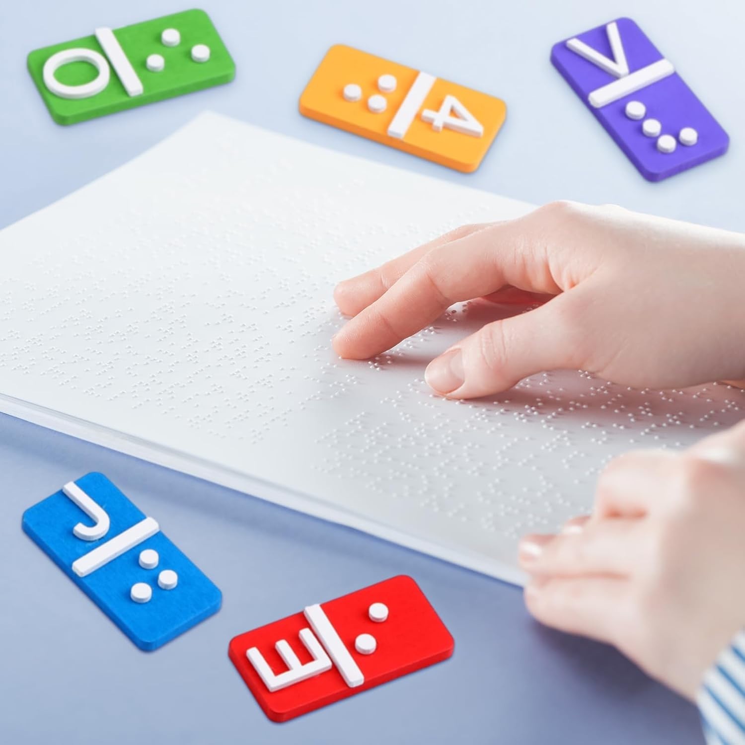 Multicolor Braille Alphabet and Number Tiles Set