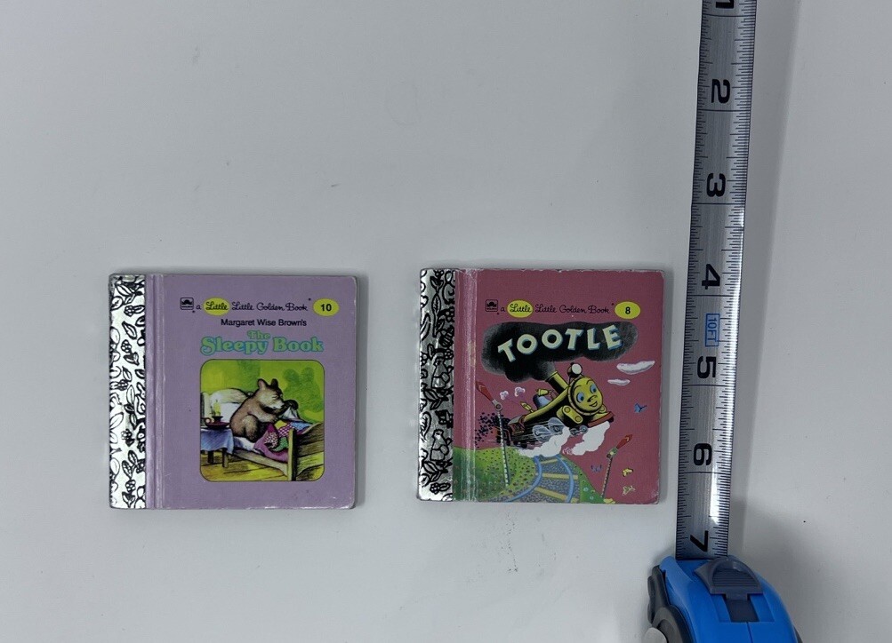 2x LITTLE LITTLE GOLDEN BOOK MINI MINIATURE VINTAGE BOOKS Tootle & Sleepy Book